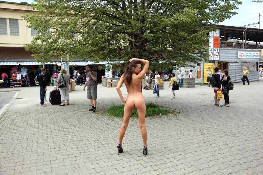 Naked girl on the street
