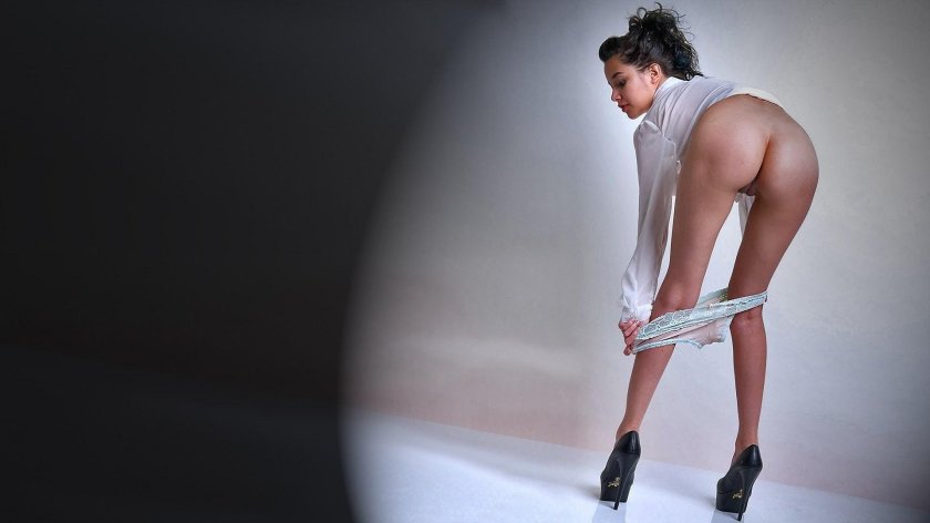 Butt in transparent panties