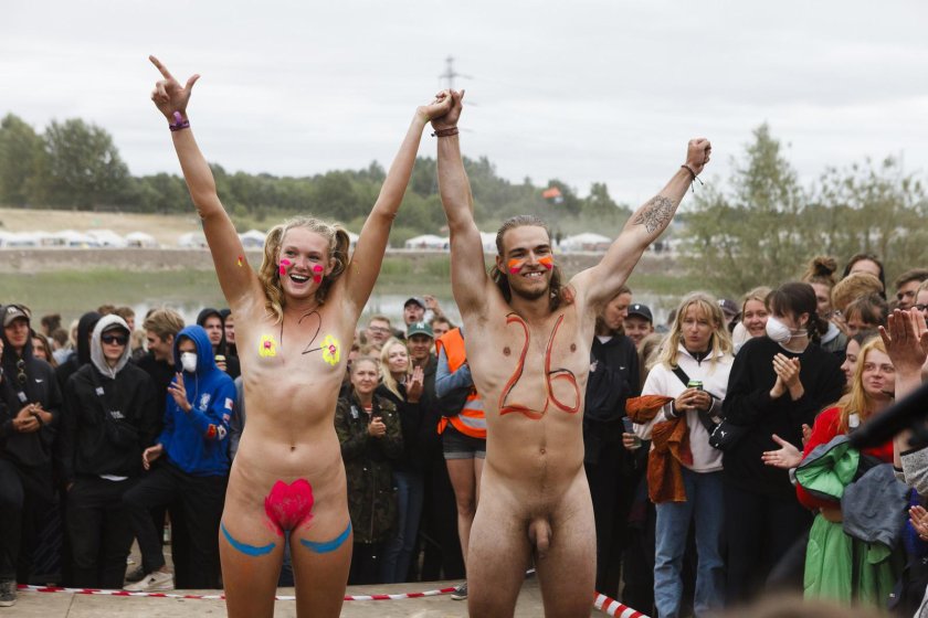 Adult women naked at the festival