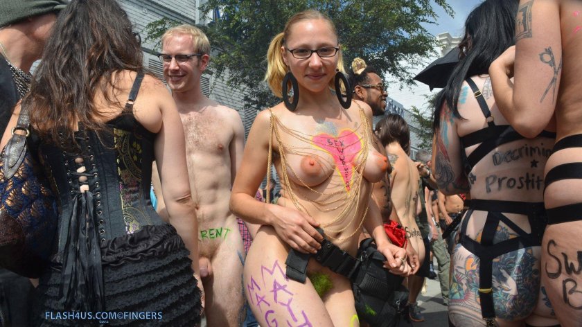 Girl Toples at the festival