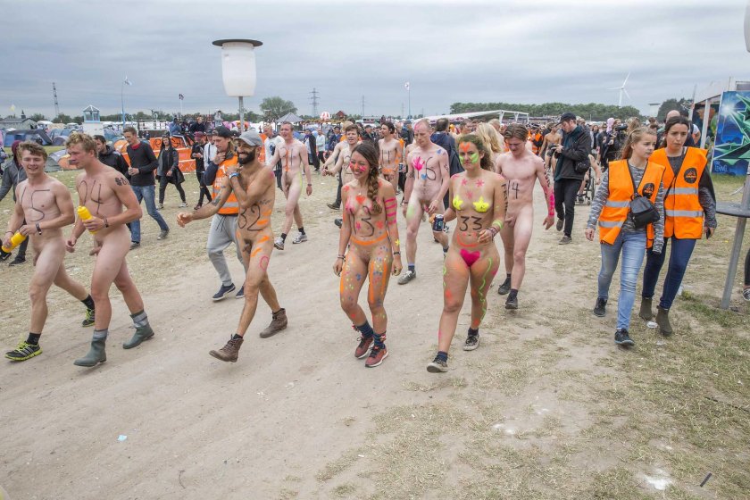 Naked women at the festival
