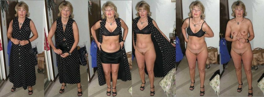 Mature in the dress topless