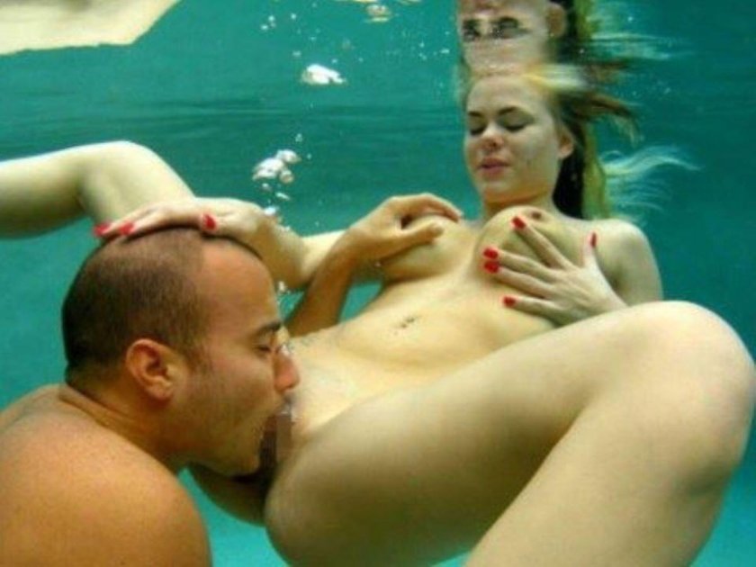 Naked girl in the pool