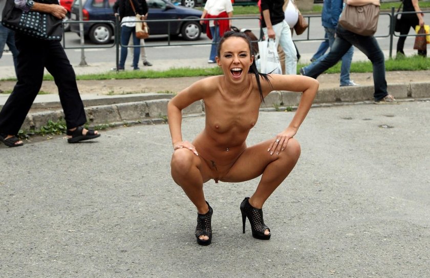 Beautiful naked women in public