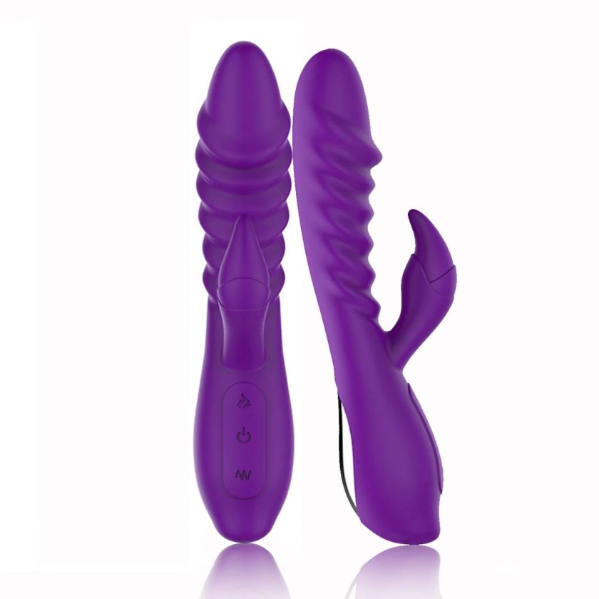 Girl with a vibration massager