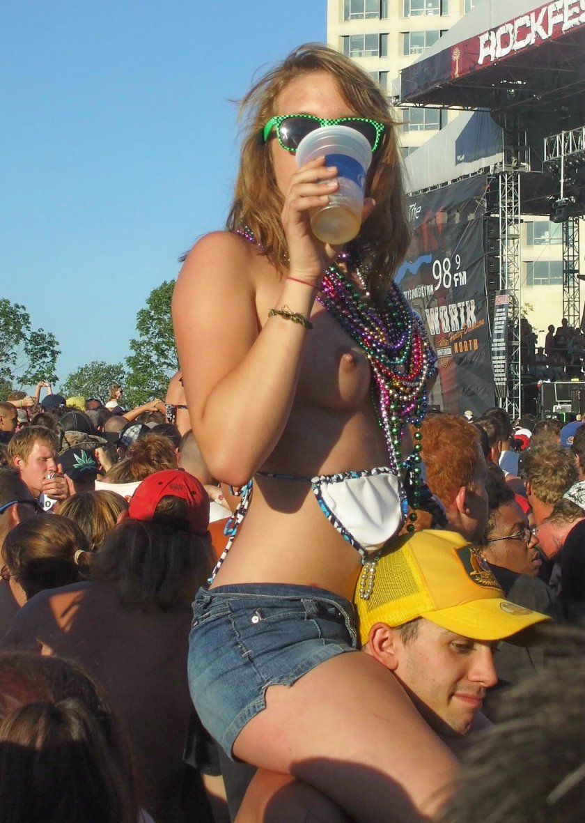 Topless Girls at the Festival