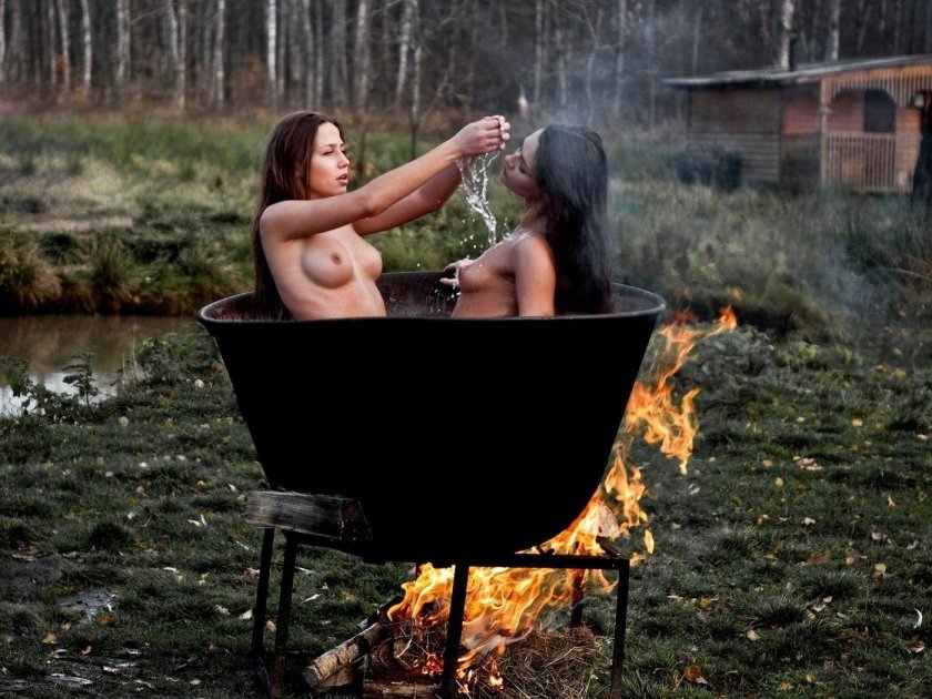 Naked woman on a fire