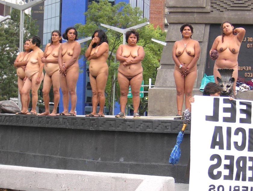 Demonstration of naked women