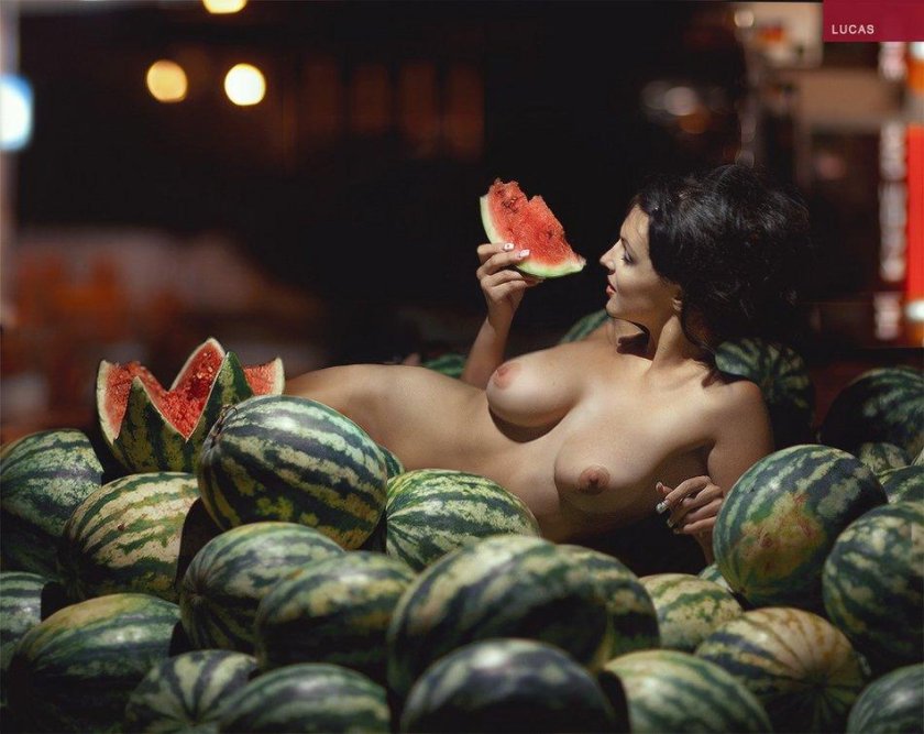 Girl with watermelons