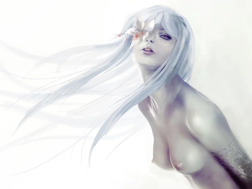 Girl with white hair art