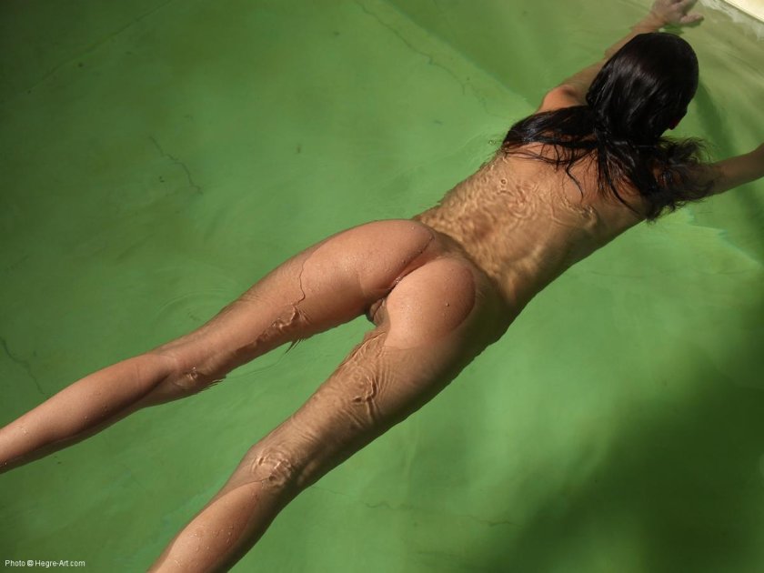 Beautiful girls in the nude pool