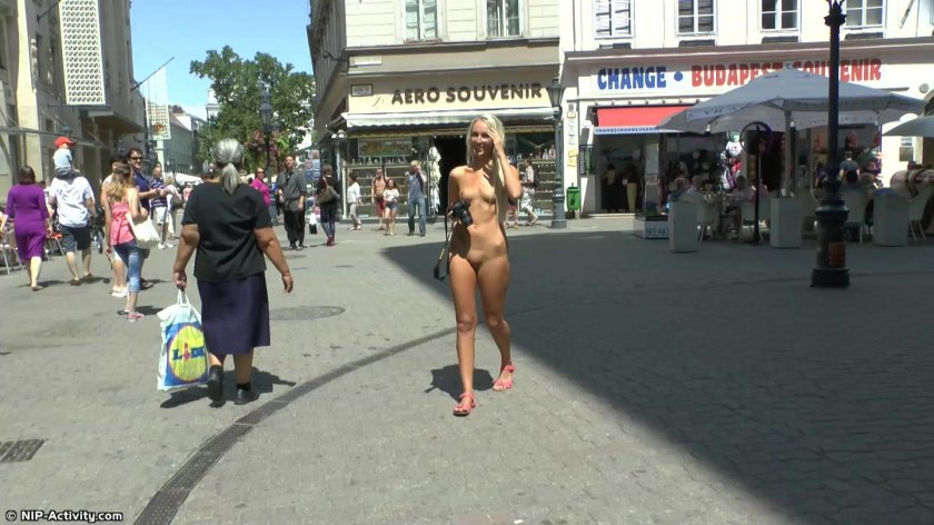 Naked along the street