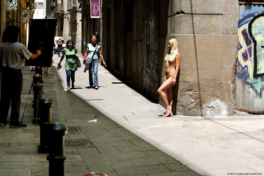 Naked along the street