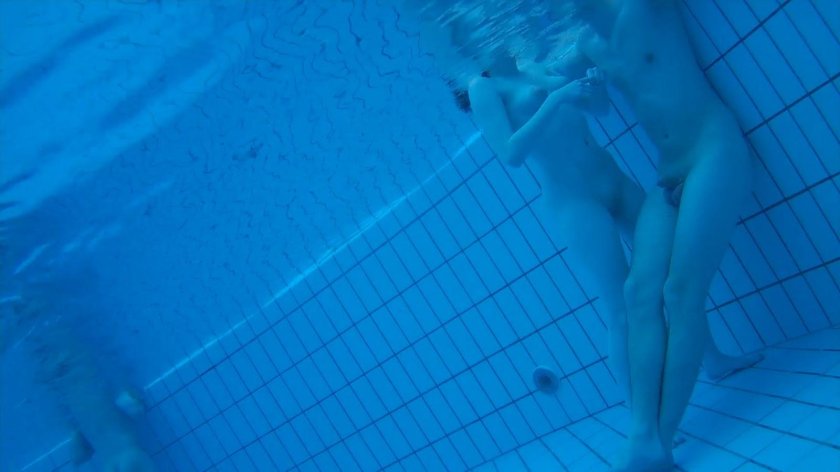 Under water in the pool