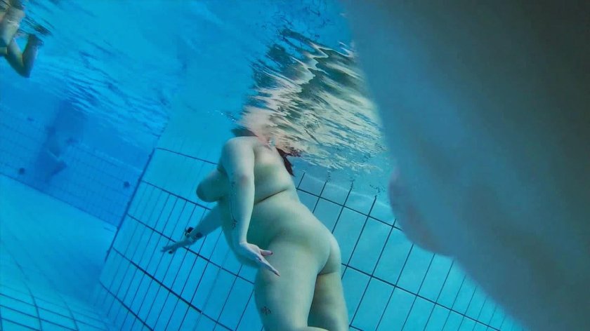 Underwater voyeur in sauna pool