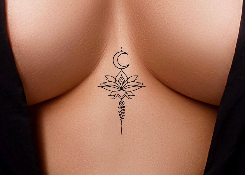 Tattoo Lotus between the sternum