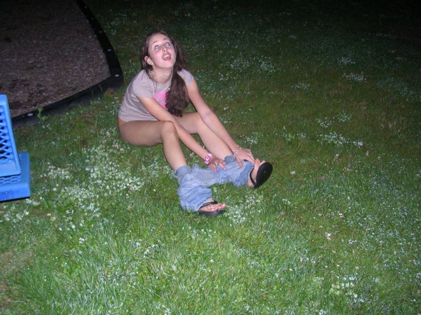 The girl wrote down on street