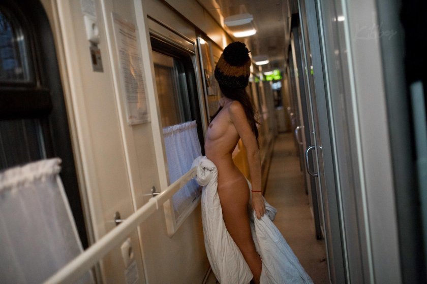 Erotic girls on a train