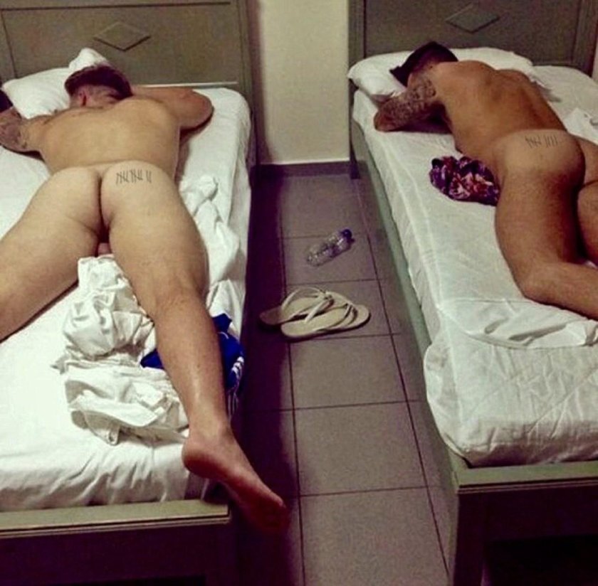 Naked guys sleeping train