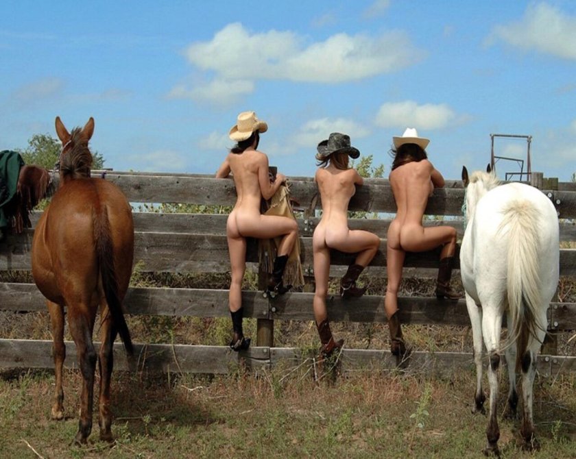 Cowboy with bare asses