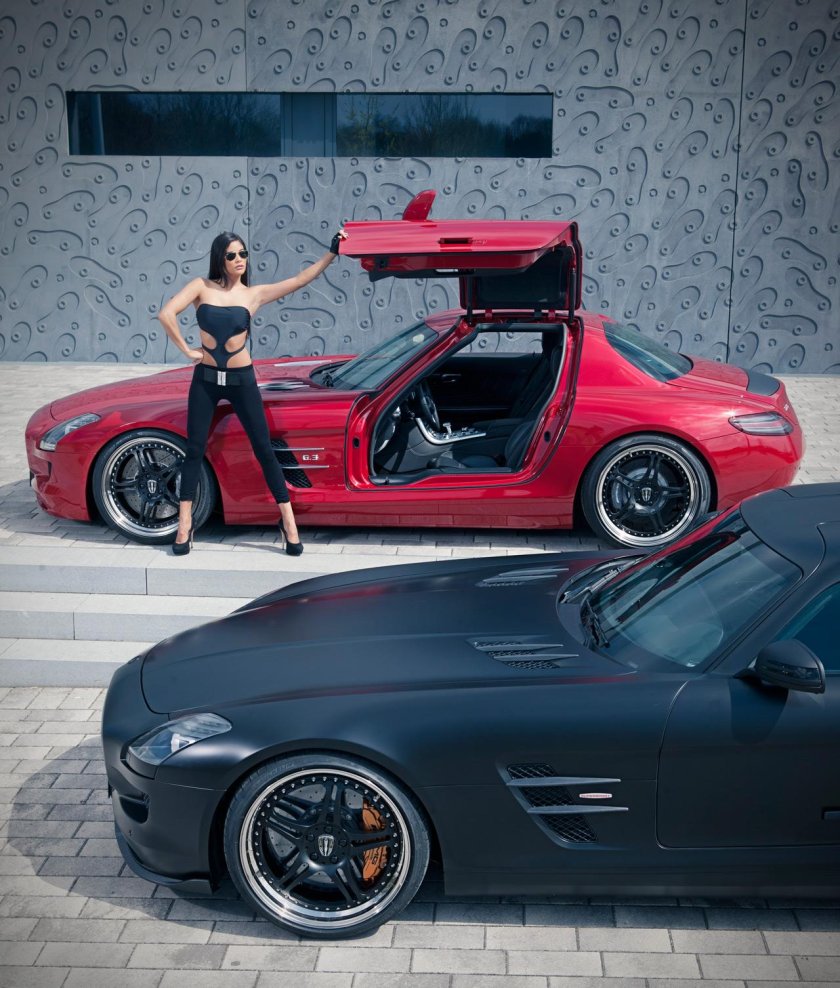 Mercedes Benz SLS AMG with girls