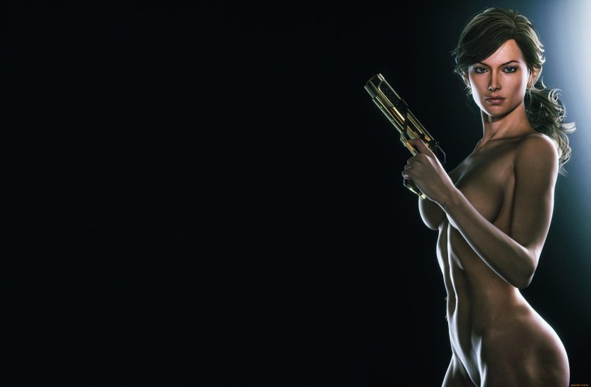 Naked girl with a gun