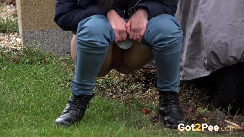 Pissing girls on the street