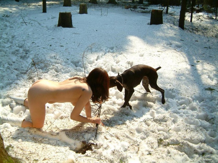 Naked with a dog