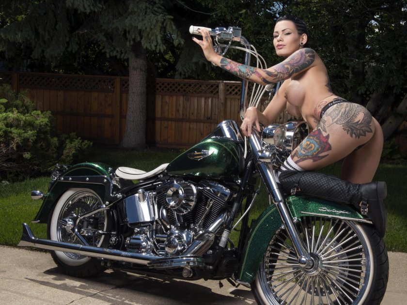 Naked women and Harley Davidson