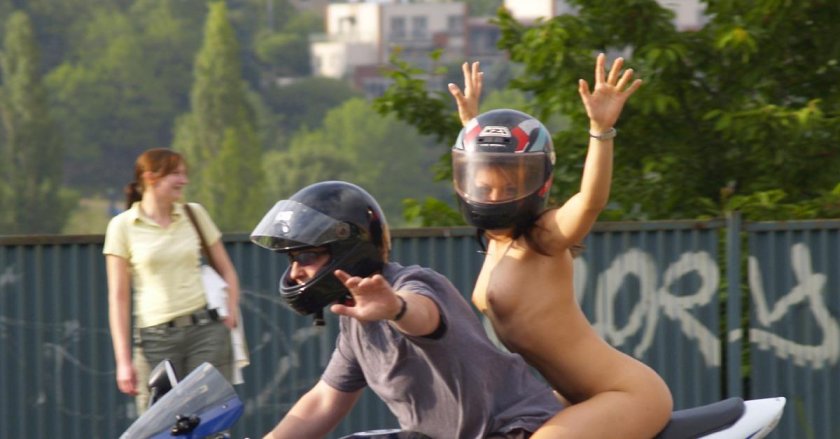 Naked on motorcycles