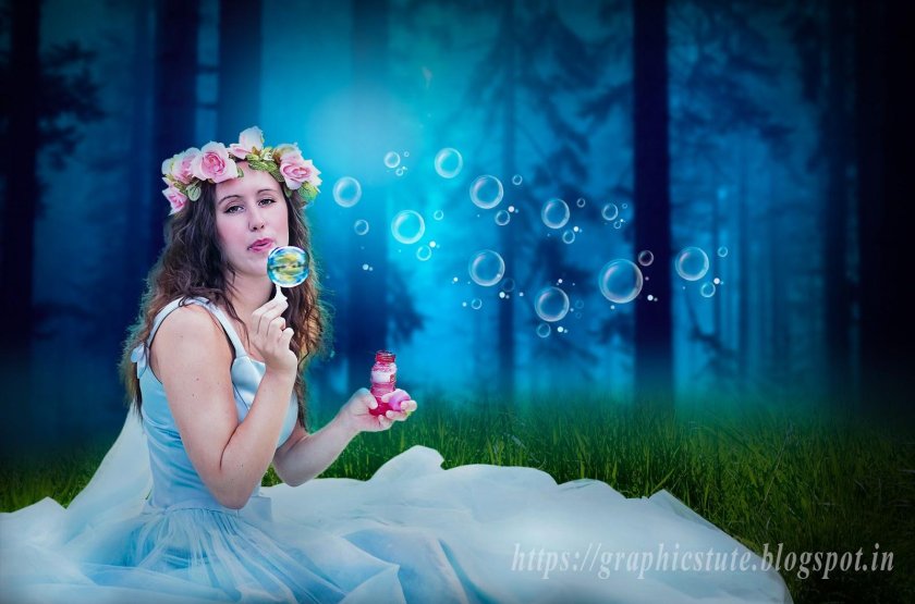 Girl with soap bubbles
