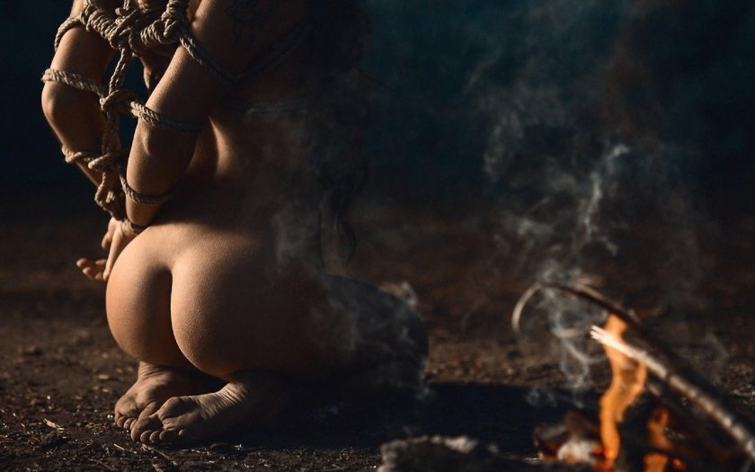 Naked woman on a fire