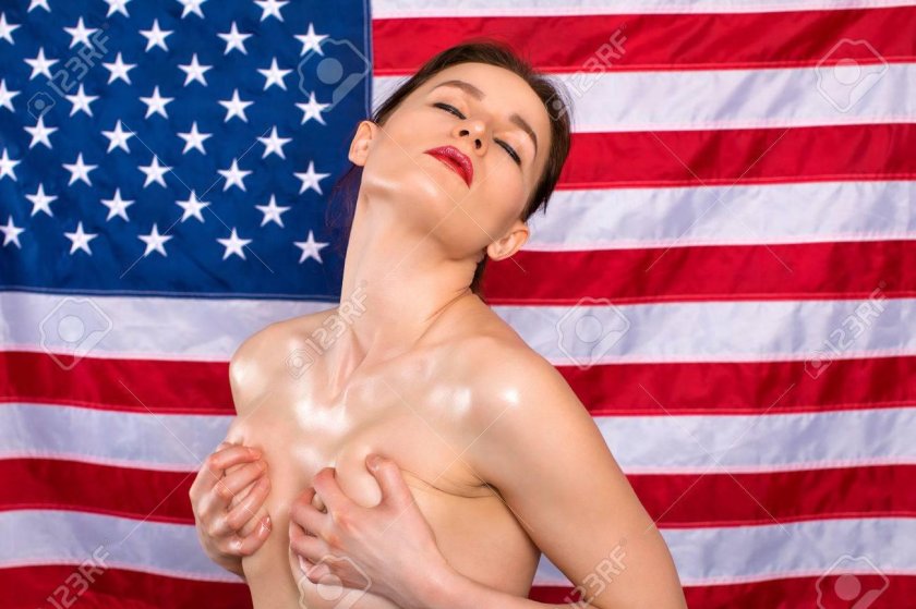 Girl with American flag