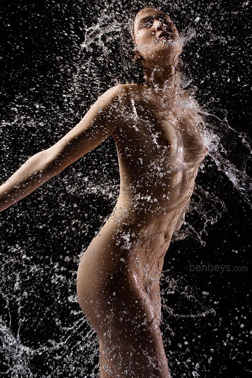 Naked chicks and spray of water