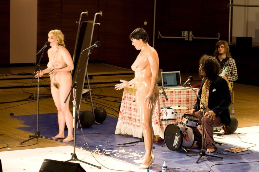 On the stage naked