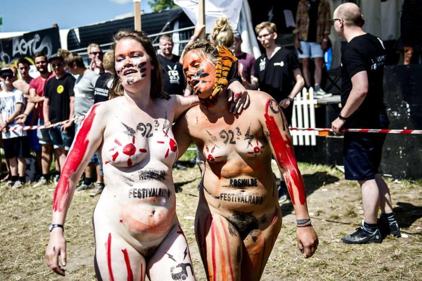Festival parade of naked women