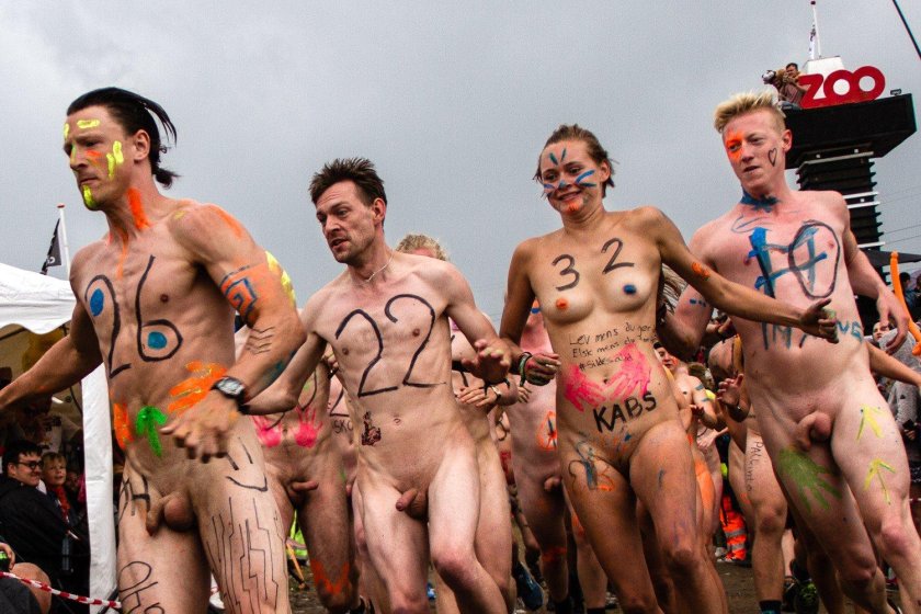 Festival parade of naked women