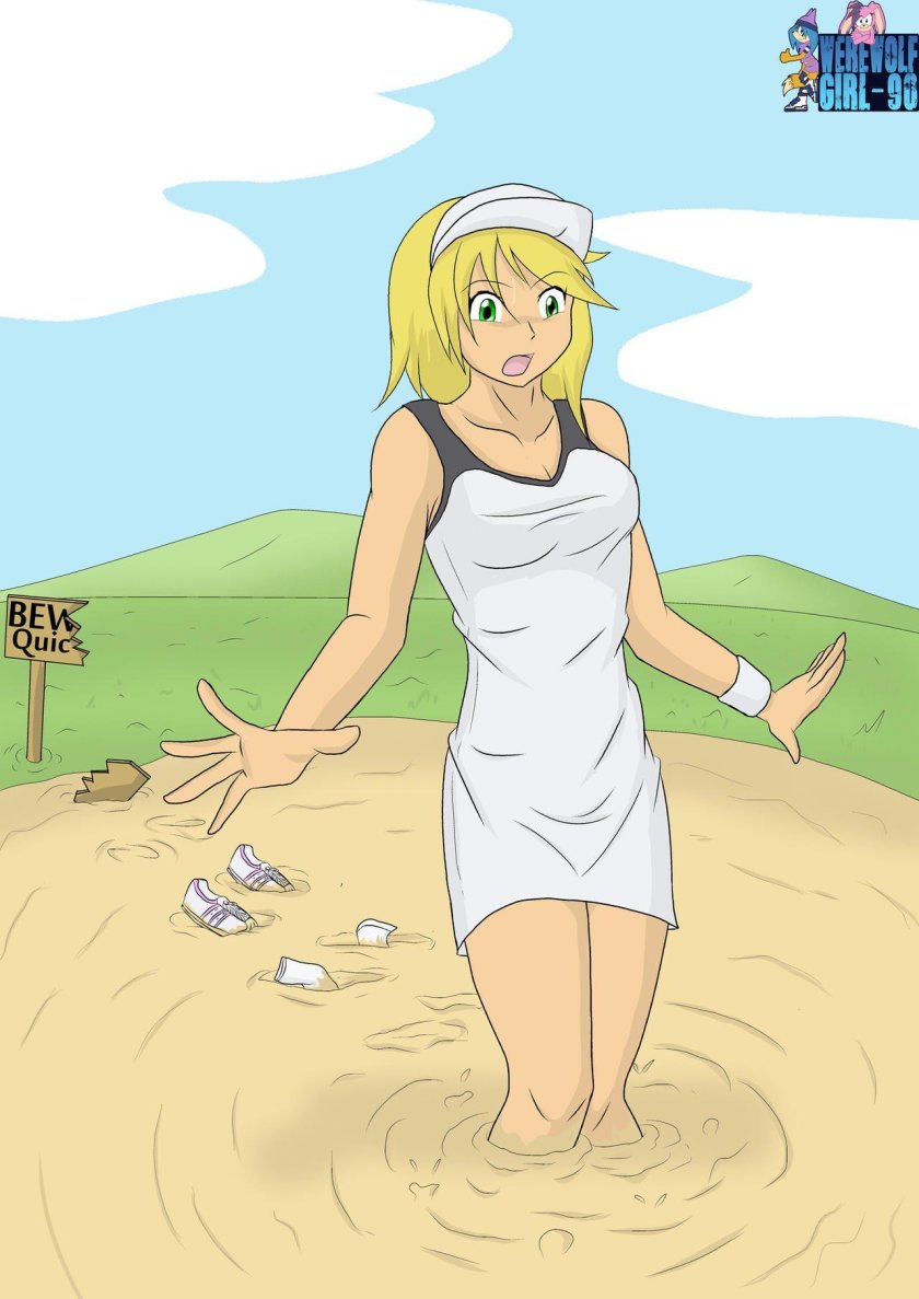 Anime girl in unsteady sands