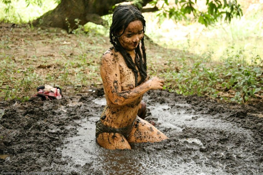 Woman in mud
