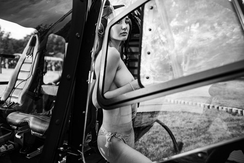 Photo shoot with a helicopter