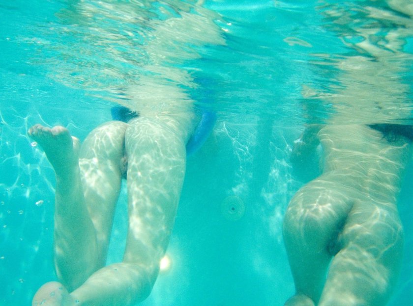 Naked girls underwater