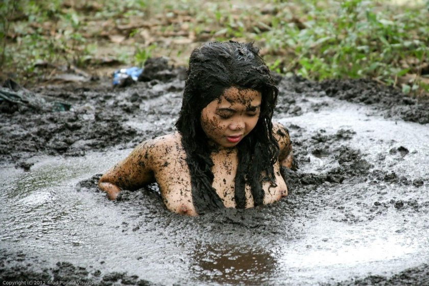 Beautiful girls in mud