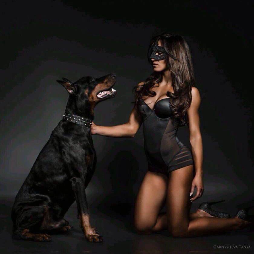 Irina Shayk with Doberman