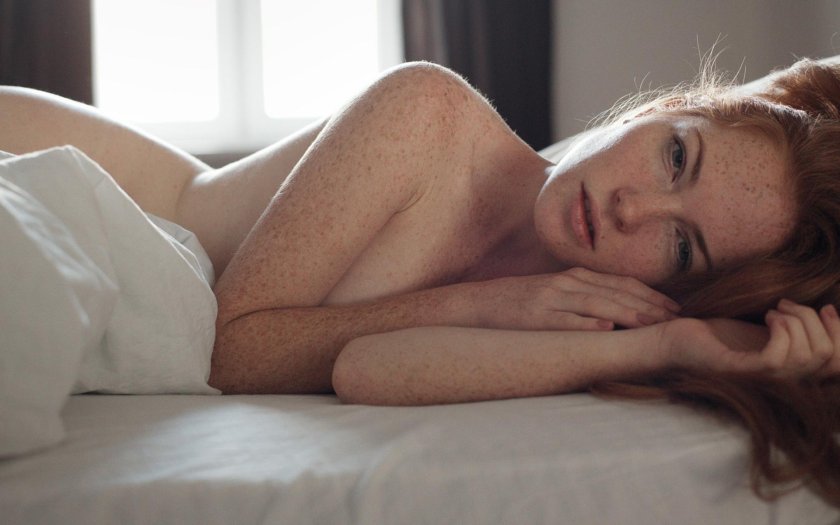 Naked red with freckles