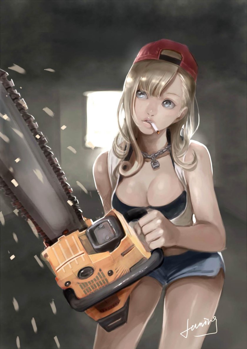 Girl with a chainsaw