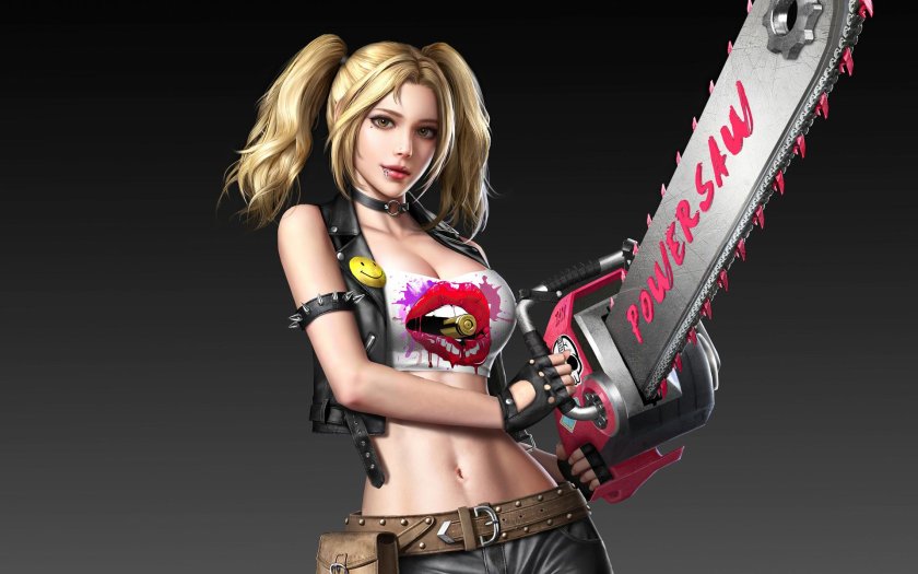 Blonde with a chainsaw