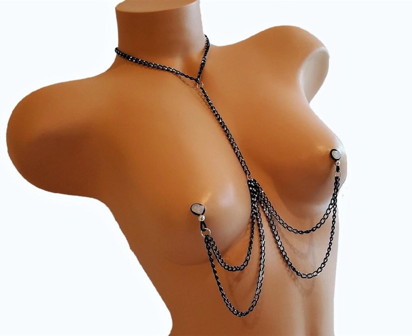 Piercing nipples with a chain
