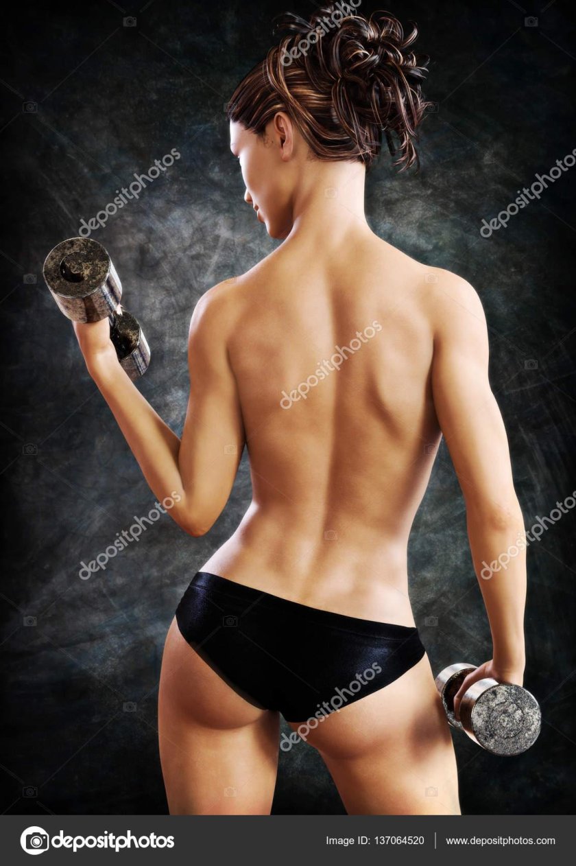 Girl with dumbbells