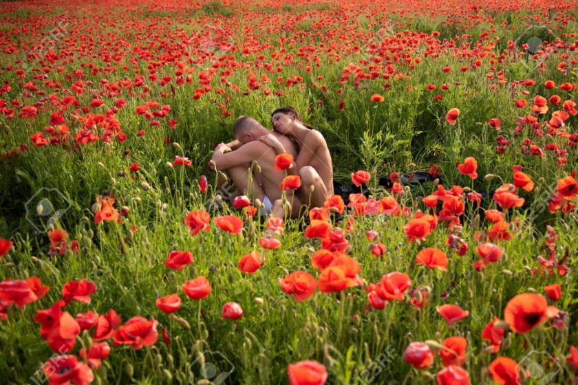 Photo shoot in a poppy field