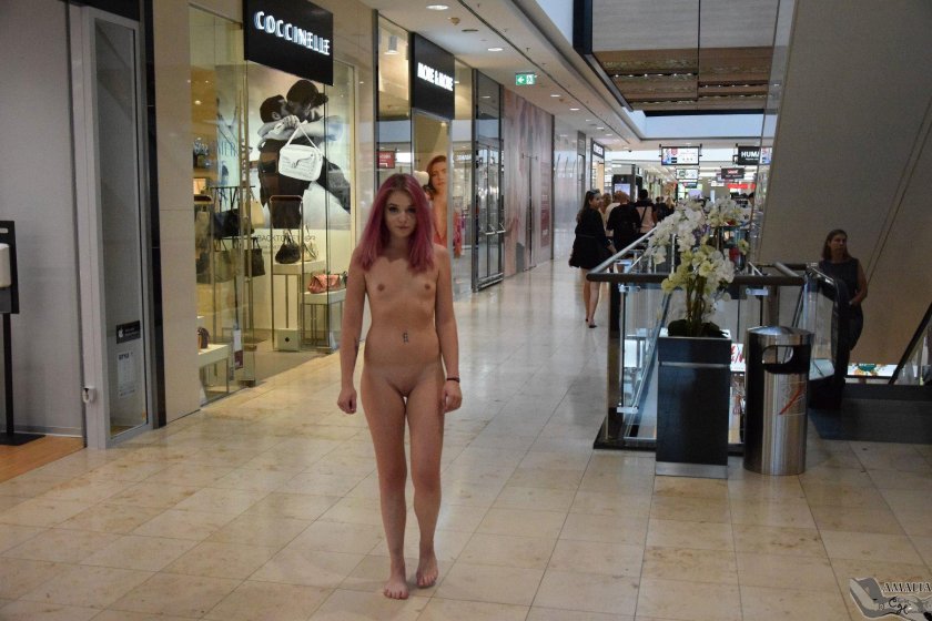 Naked in the shopping center